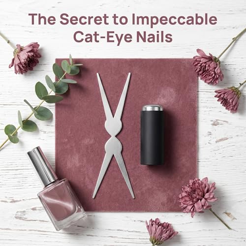 Junwapy 3 Pcs Cat Eye Nail Magnet Set with Scissor and Cylinder Tools