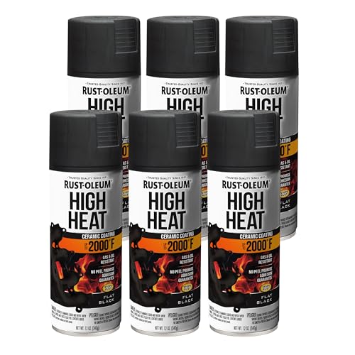 Rust-Oleum High Heat Spray Paint, Flat Black - 12oz (Pack of 6)
