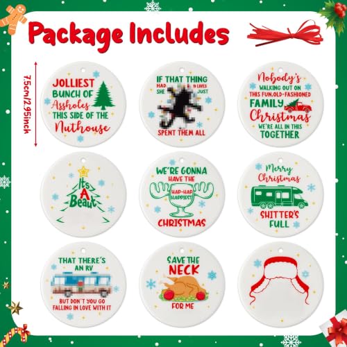 Christmas Vacation Hanging Ornaments - 9 Pack Festive Movie Decorations