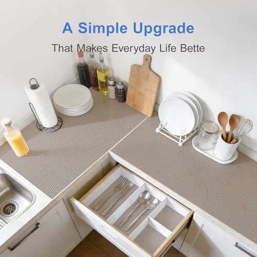 Non-Adhesive Shelf Liner for Kitchen Cabinets - 11.8 in x 9.8 ft - Wheat
