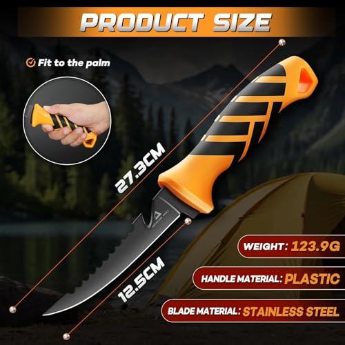 DRAGON RIOT 5-Inch Fillet Knife, Flexible Stainless Steel Blade, Orange