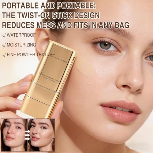 Dual-Ended Concealer Foundation Stick 3-in-1 Makeup Stick #03 Pinkish Beige 2PCS