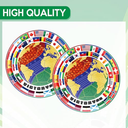 20Pcs World Cup Soccer Theme Paper Plates - 9 Inch Disposable Party Plates, International Flags, Football Match Theme, for Watch Party & Kids Birthday (World Cup Themed Plates)