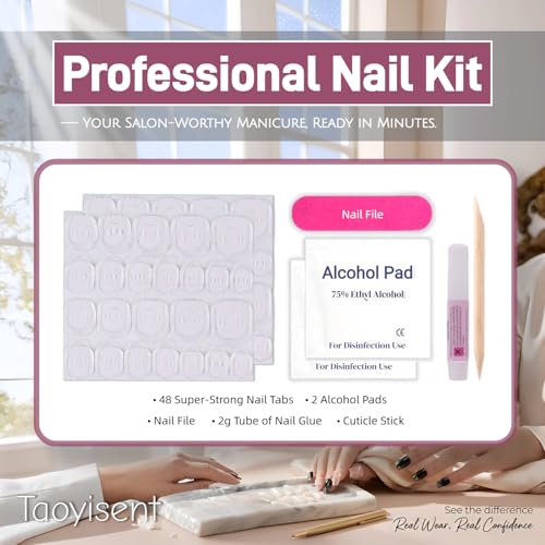 3D Cherry Blossom Press On Nails Rhinestone Almond False Nails Kit