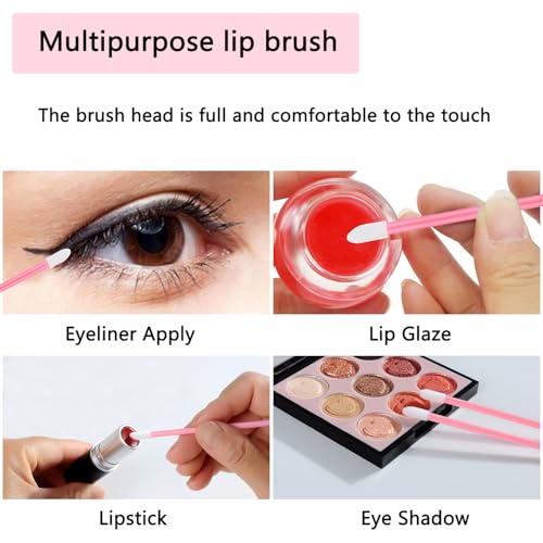 Aange 250 Pack Disposable Lip Wands with Case - Pink Doe Foot Lip Gloss and Concealer Applicators