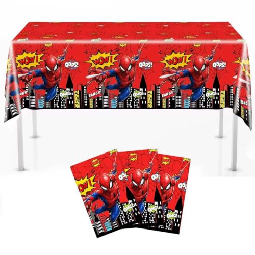 Cartoon Spider Table Cloths - 3 Disposable Plastic Covers for Parties