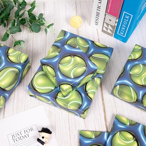 Tennis Wrapping Paper 3D Effect Design Gift Wrap Sheets - 20x28 Inch 6 Pack