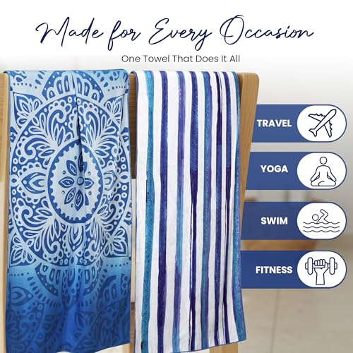 Utopia Towels Microfiber Beach Towel, Pacific Bloom, 32x71 Inch Sand-Free