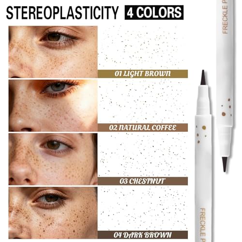 Janwana Natural Freckle Pen 2-Pack - Waterproof & Long Lasting Faux Freckle Makeup Pencil, Natural Coffee