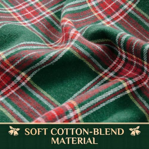 Christmas Plaid Tassel Tablecloth - Green 55 x 70 Inches - Softalker