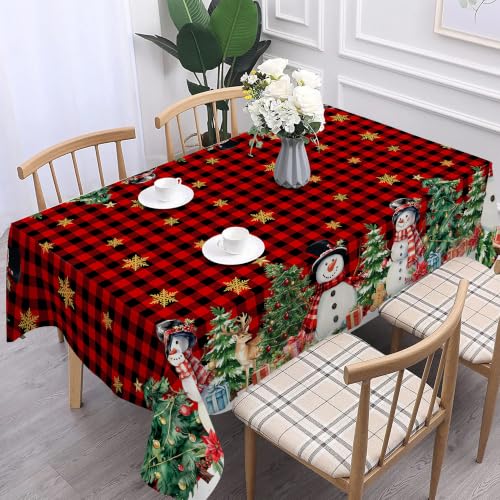 Christmas Tablecloth 60 x 120 Inch Rectangular Snowman Holiday Decor