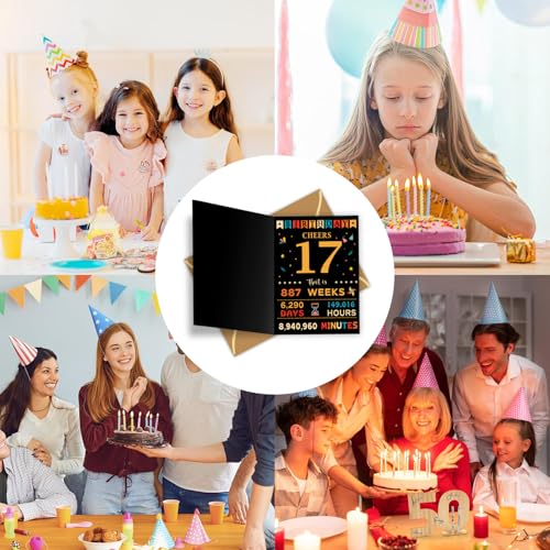 Happy 17th Birthday Card with Envelope and Stickers, 5 x 7 Inches