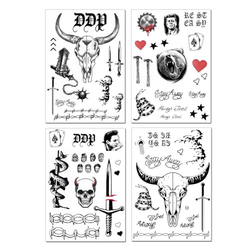 Halloween Temporary Face Tattoos 4 Sheets Cosplay Stickers