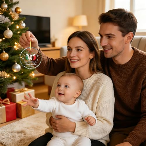 Baby First Christmas Ornament 2026 Family of Three Keepsake - Girl Boy Gift - Variation 01 Baby First Ornament