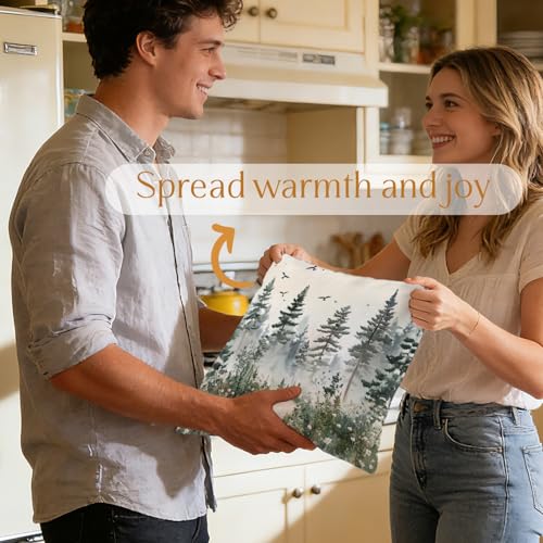 Forest Watercolor Pine Tree Pillow Cover 18x18 - Rustic Flannel