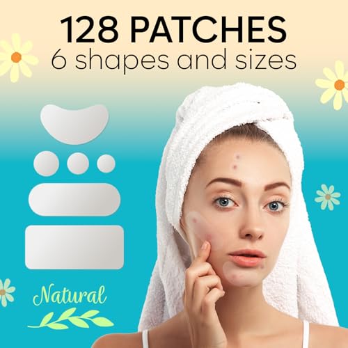 BLOOMORA Large Hydrocolloid Pimple Patches - 128 Count Variety Shapes