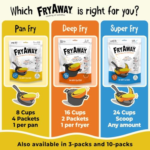 FryAway® Pan Fry Oil Solidifier Pack - 1 Packet per Pan, 4 Packets Total, Solidifies 8 Cups, Kitchen Grease Disposal, Shark Tank