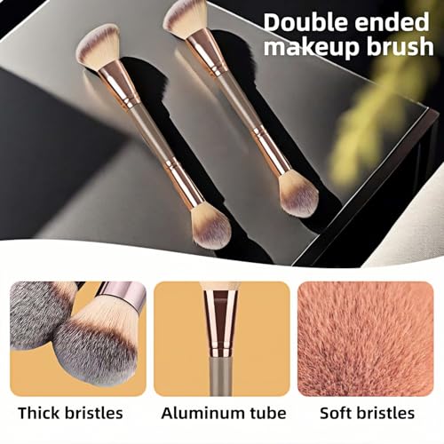FANBODTA 2-in-1 Dual-Ended Makeup Brush - Soft Synthetic Bristles for Foundation, Concealer & Powder