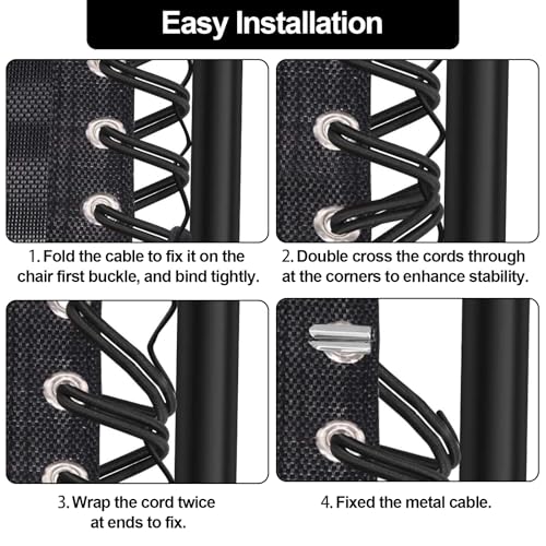 Zero Gravity Chair Replacement Cord Kit - 4 Pack Elastic Cords for Repairing Chairs