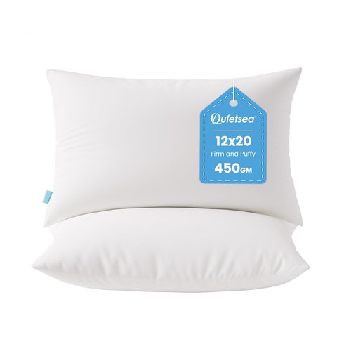 QUIETSEA 12x20 Pillow Inserts, Pack of 2 Lumbar Throw Pillow Inserts, Fluffy and Soft Rectangle Decorative Pillows for Bed, Couch and Sofa