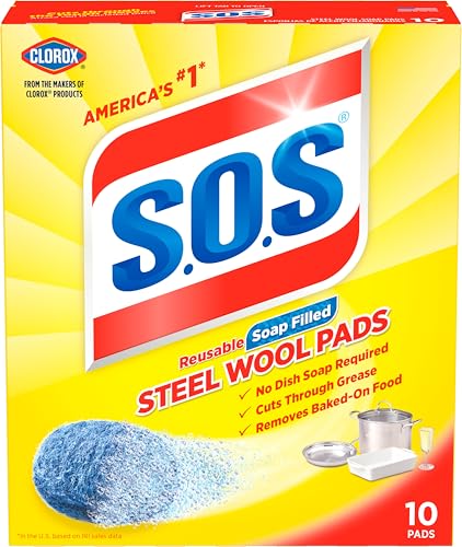 S.O.S Steel Wool Soap Pads - 10 Count for Tough Cleaning