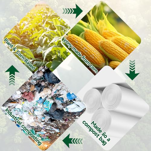Rishpahu 3 Gallon Biodegradable Trash Bags - 200 Counts, Unscented