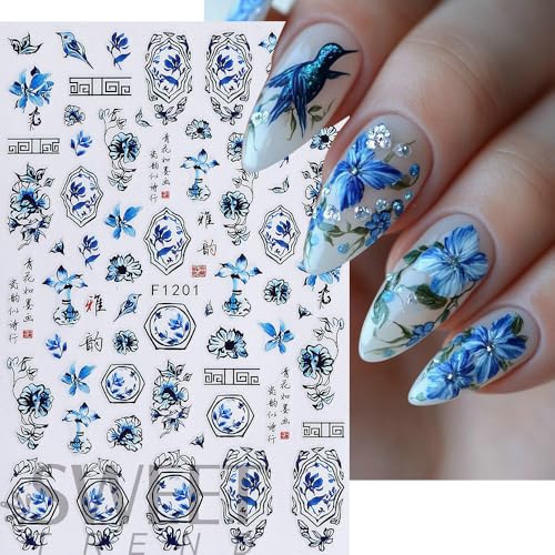 Spring Floral Nail Stickers 5-Sheet Butterfly Daisy Art Decals DIY
