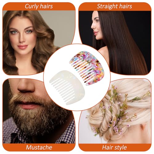 2 Pcs Wide Tooth Hair Comb Anti-Static Pocket Size Acetate Mini Detangling
