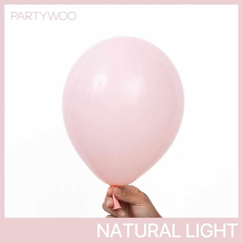 PartyWoo Baby Pink Balloons - 140-Piece Pastel Balloon Arch Kit for Baby Shower & Birthday Decor