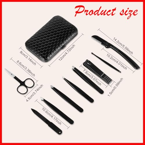 Yougai 9-Piece Stainless Steel Tweezers and Nail Clippers Grooming Kit