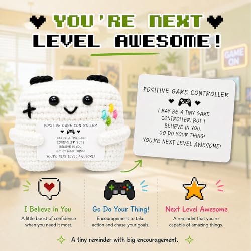 Handmade Crochet Game Controller Gift - Positive Support for Gamers