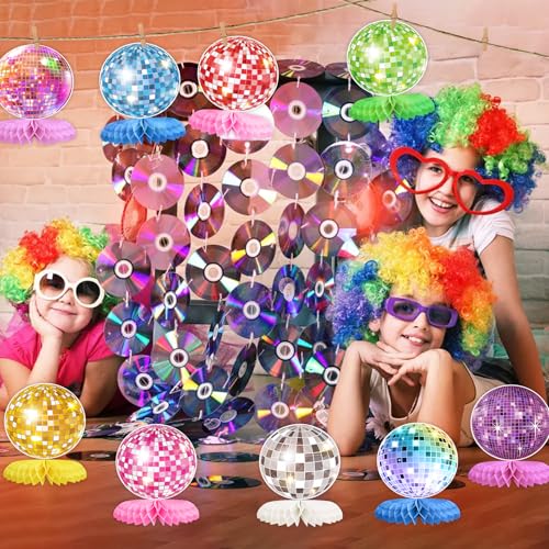 9PCS Disco Ball Honeycomb Centerpieces for 70s Themed Party Decor