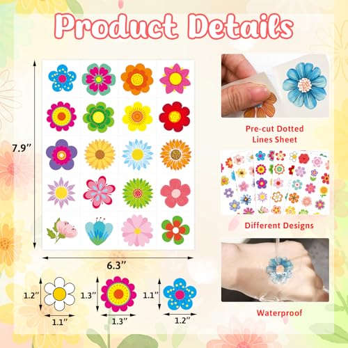 Ceiba Tree Floral Temporary Tattoos 100-Pack Spring Party Favors