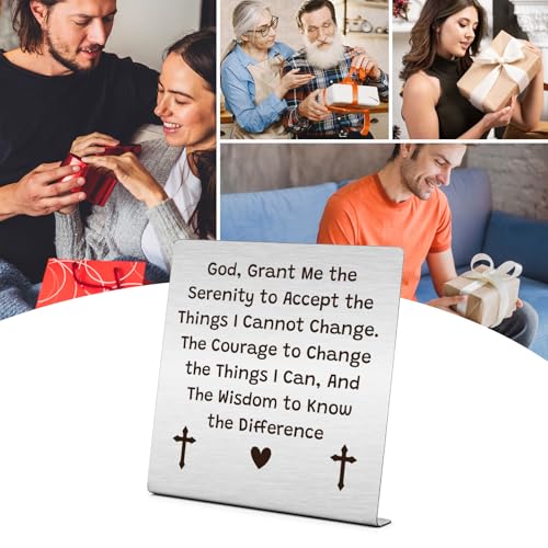 Serenity Prayer Stainless Steel Plaque Christian Inspirational Decor Sign