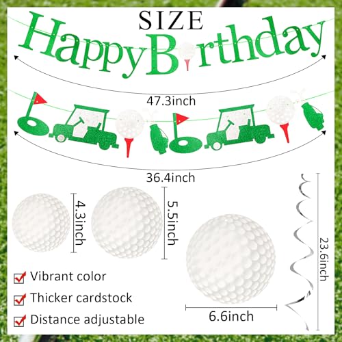 Golf Birthday Party Decorations Set - Banners & Hanging Swirls