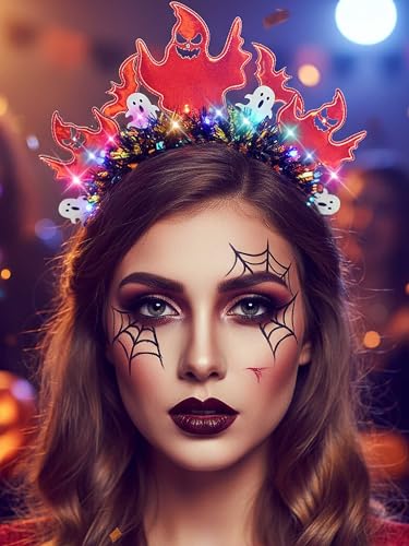 Light Up Halloween Ghost Headband LED Costume Hair Accessory