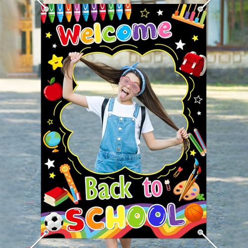 Welcome Back to School Backdrop Banner - 50x70.8 Inch Photo Booth Decoration