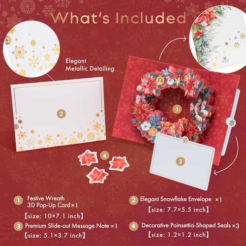 Handcrafted 3D Pop-Up Christmas Wreath Greeting Card