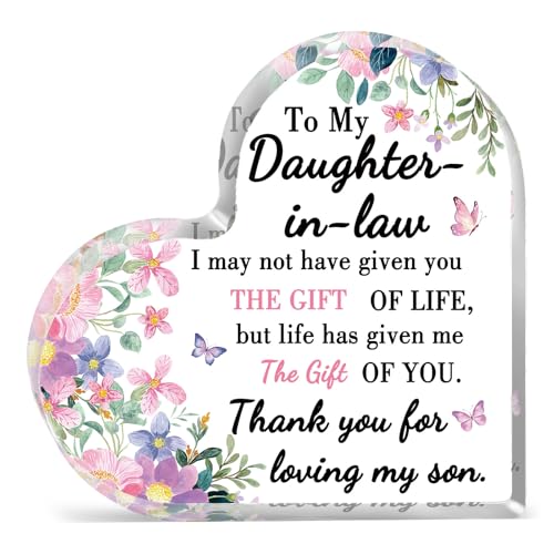 Pink-Law Daughter-in-Law Gifts Acrylic Decoration from Mother-in-Law, Wedding & Birthday Present