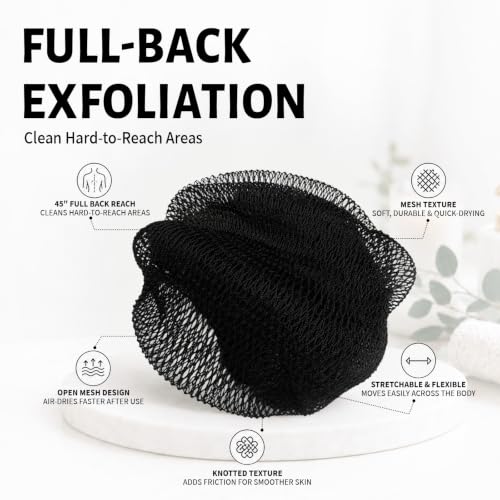 FREGITO African Net Sponge 2-Pack Exfoliating Body Scrubber for Shower