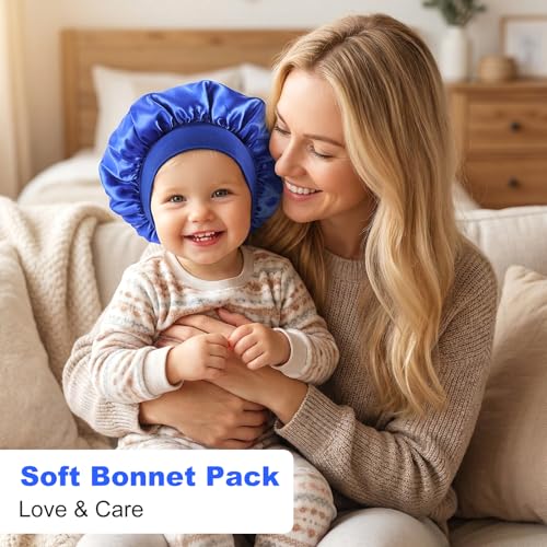 2-Pack Kids Satin Sleep Bonnet with Wide Elastic Band for Curly Hair