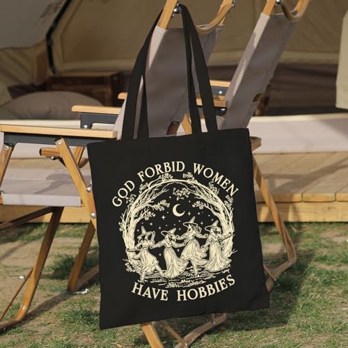 Cute Witchy Canvas Tote Bag for Women - Funny Spooky Gift