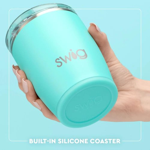 Swig Life 12oz Insulated Tumbler, Travel Coffee Tumbler with Lid, Cup Holder Friendly Travel Coffee Mug, Stainless Steel, 12 oz Reusable Insulated Coffee Mug (Saturdays in Norman)