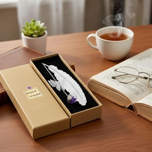 Metal Feather Bookmark with Butterfly Charms - Ideal Gifts for Book Lovers