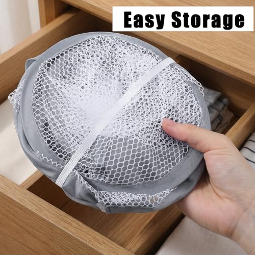 Bremorou 2-Pack Small Hanging Laundry Bags - Foldable Mesh Hamper