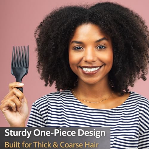 G.B.S Wide Tooth Afro Pick Comb for Curly and Coily Hair (3-Pack)