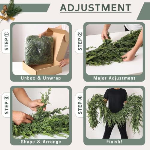 Artificial Cedar Garland for Fireplace and Holiday Decor - 6 FT, Full & Realistic