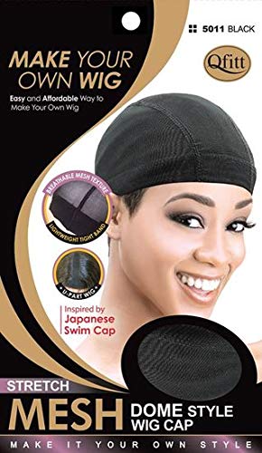 Qfitt Mesh Dome Wig Cap #5011 Non-Slip Breathable Black 1 Pack