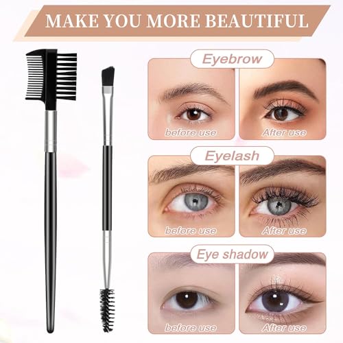 Eyebrow Brush and Eyelash Comb 2-Piece Professional Makeup Tool Set
