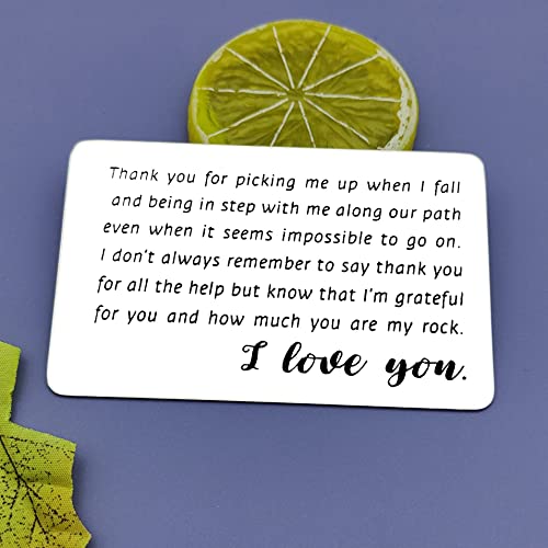 Engraved Metal Wallet Insert Card Romantic Appreciation Gift for Husband Boyfriend